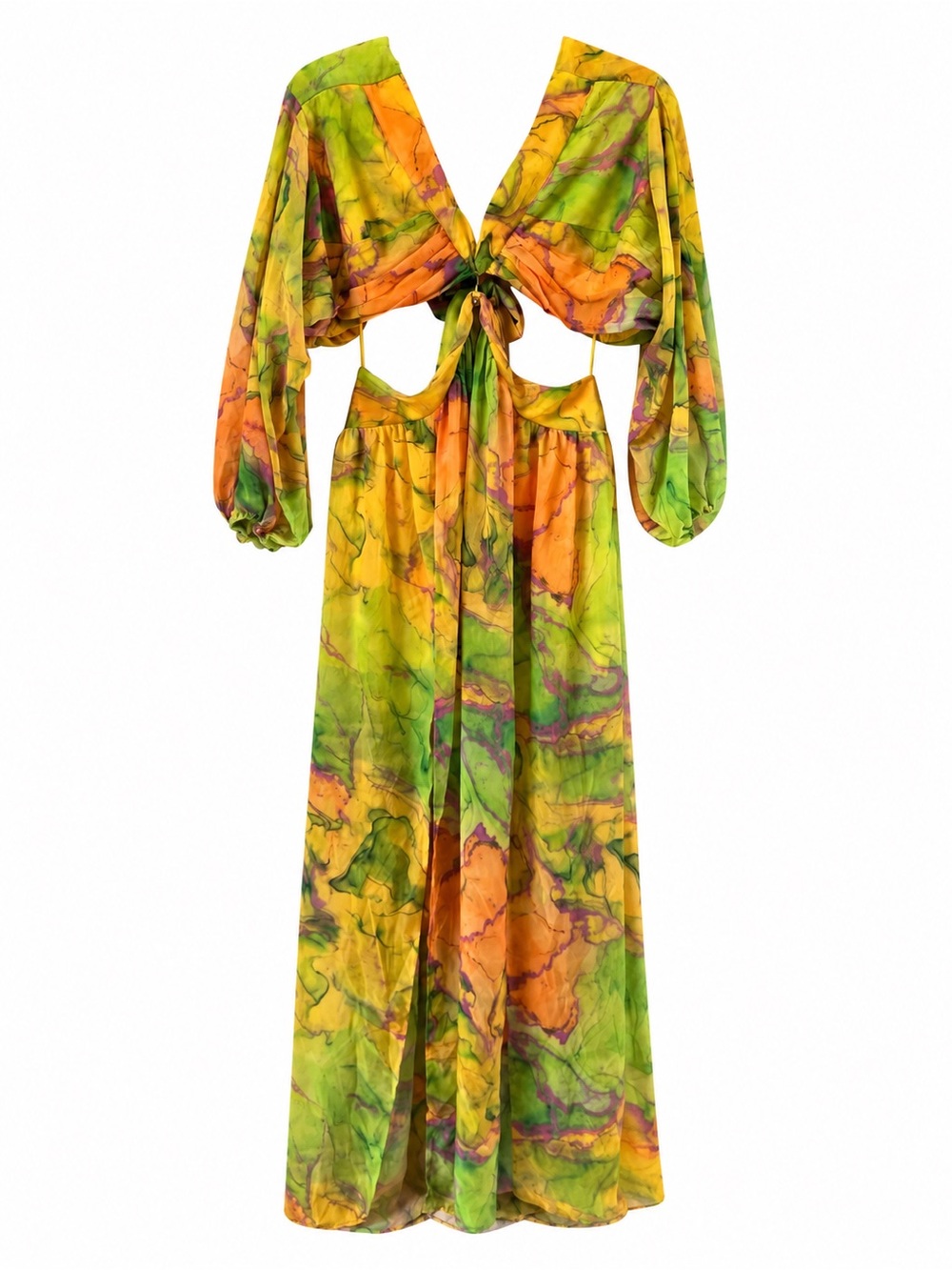 Fashion Nova Watercolor Marble Print Cutout Maxi Dress | XL | Like New - Picture 3 of 6